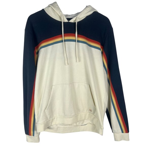 Marine Layer Men's Pullover Fleece Hoodie in Navy Abbey Stone Sunset Stripe Sz M - Picture 1 of 8